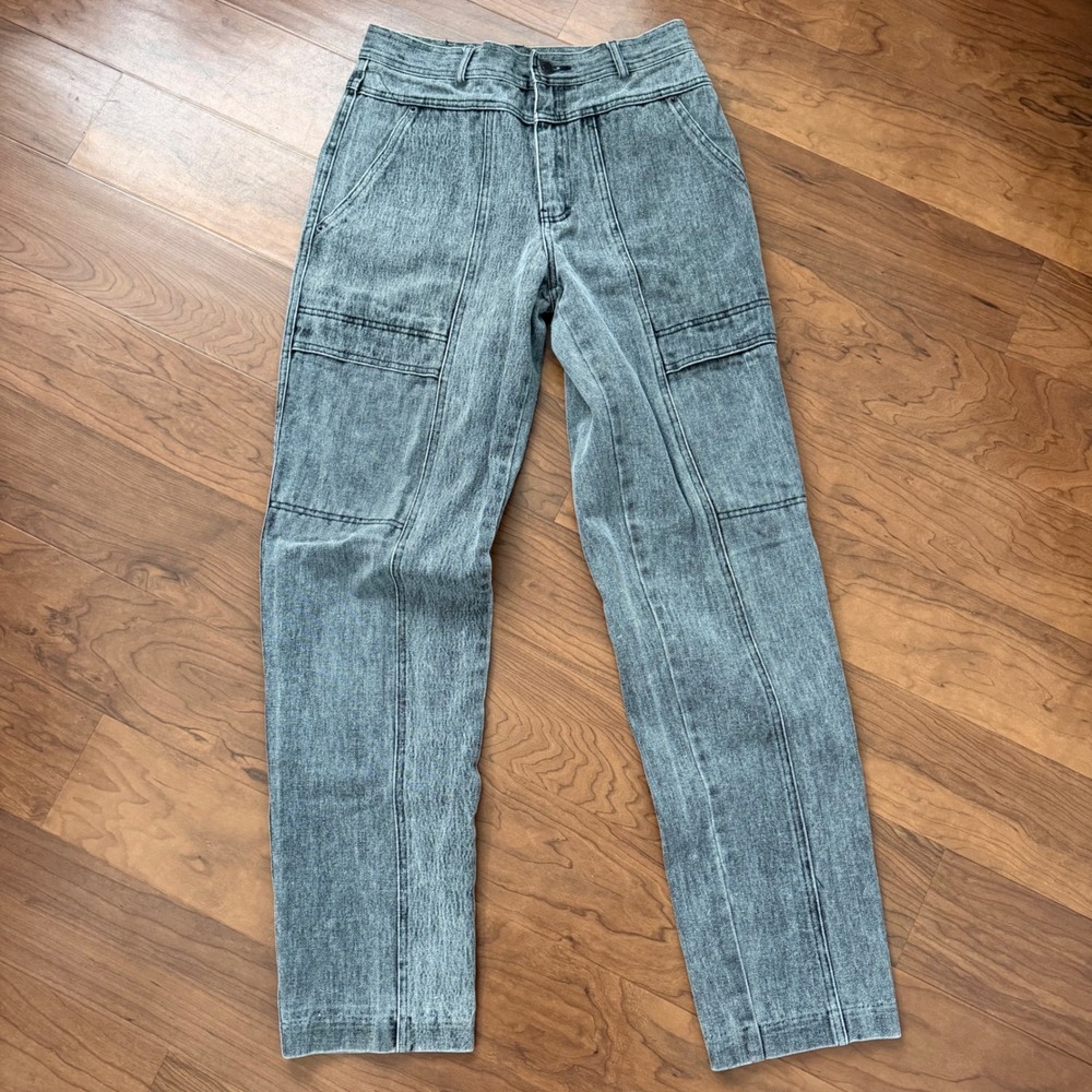 Vintage Jordache Acid Wash Gray Jeans High Waisted Straight Leg Pocket Cotton 32